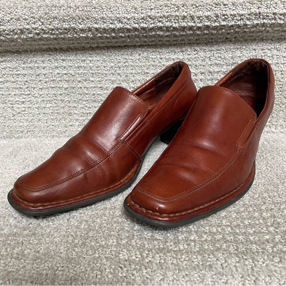 Pikollinos Vintage Brown Leather 2” Heel Gussets Pumps Shoes Loafer Style Preppy